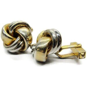 Swank Silver & Gold Tone Knot Cufflinks Tux Shirt Dress Suit Vintage